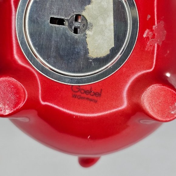 Vintage Goebel Piggy Bank Red West Germany *Missing Key* - Picture 9 of 10